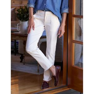 Frank & Eileen Blackrock Utility Pants Women 12 Chalk Italian Twill NWOT $298